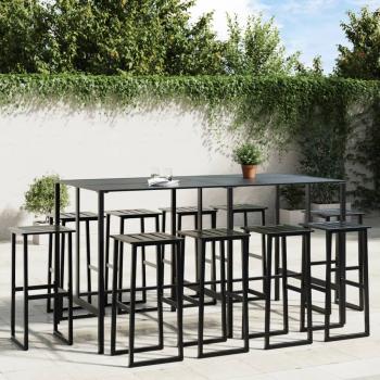 ARDEBO.de - 11-tlg. Gartenbar-Set Schwarz Pulverbeschichteter Stahl