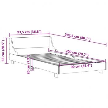 Massivholzbett ohne Matratze Weiß 90x200 cm Kiefernholz