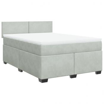 Boxspringbett mit Matratze Hellgrau 140x190 cm Samt