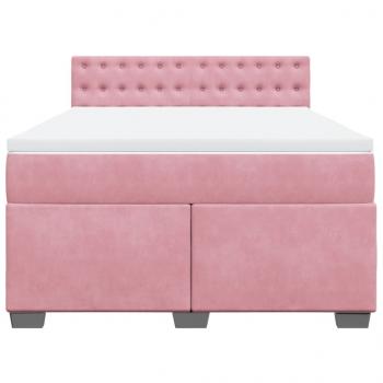 Boxspringbett mit Matratze Rosa 140x190 cm Samt