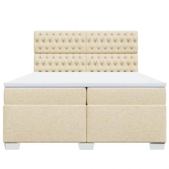 Boxspringbett mit Matratze Creme 200x200 cm Stoff