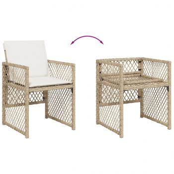 13-tlg. Garten-Essgruppe mit Kissen Beige Poly Rattan