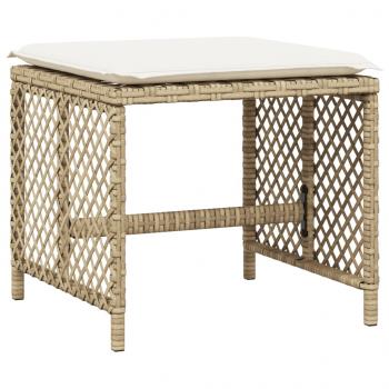 11-tlg. Garten-Essgruppe mit Kissen Beige Poly Rattan