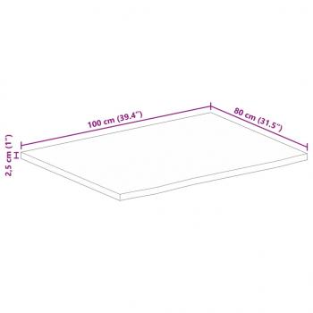 Tischplatte mit Baumkante 100x80x2,5 cm Massivholz Mango