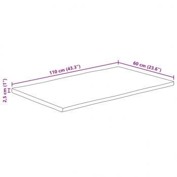 Tischplatte mit Baumkante 110x60x2,5 cm Raues Mango Massivholz