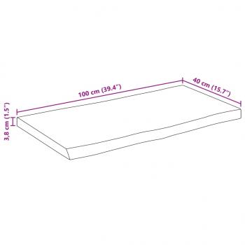 Tischplatte mit Baumkante 100x40x3,8 cm Raues Mango Massivholz