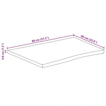 Tischplatte mit Baumkante 80x60x3,8 cm Raues Mango Massivholz