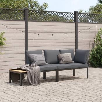 ARDEBO.de - 2-tlg. Garten-Sofagarnitur mit Kissen Schwarz Aluminium