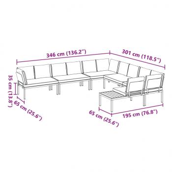 6-tlg. Garten-Sofagarnitur mit Kissen Schwarz Aluminium