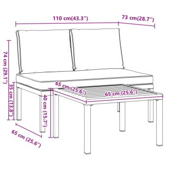 2-tlg. Garten-Sofagarnitur mit Kissen Schwarz Aluminium