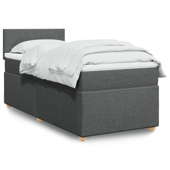 ARDEBO.de - Boxspringbett mit Matratze Dunkelgrau 90x190 cm Stoff