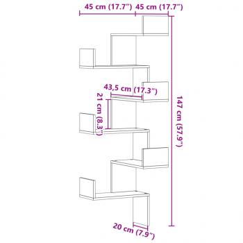 Wand-Eckregal Sonoma-Eiche 45x45x147 cm Holzwerkstoff