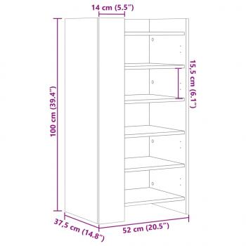 Schuhschrank Schwarz 52x37,5x100 cm Holzwerkstoff