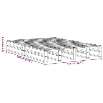 Massivholzbett ohne Matratze Wachsbraun 135x190 cm Kiefernholz