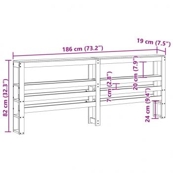 Kopfteil mit Ablagen Wachsbraun 180 cm Massivholz Kiefer