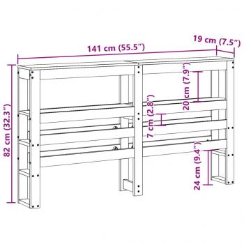 Kopfteil mit Ablagen Wachsbraun 135 cm Massivholz Kiefer