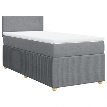 Boxspringbett mit Matratze Hellgrau 90x190 cm Stoff