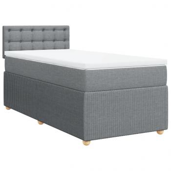 Boxspringbett mit Matratze Hellgrau 90x190 cm Stoff