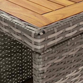 5-tlg. Gartenbar-Set mit Kissen Grau Poly Rattan