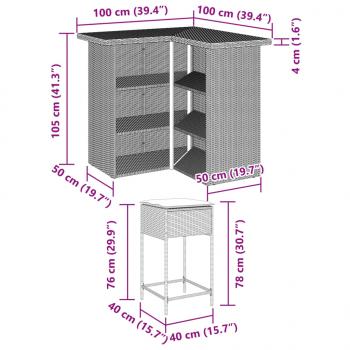 5-tlg. Gartenbar-Set mit Kissen Schwarz Poly Rattan