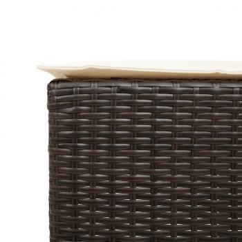 5-tlg. Gartenbar-Set mit Kissen Braun Poly Rattan