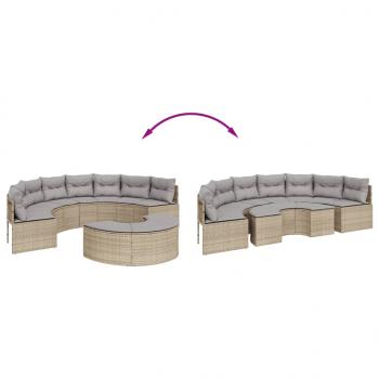 2-tlg. Garten-Sofagarnitur Halbrund Beige Poly-Rattan