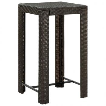 3-tlg. Gartenbar-Set mit Kissen Braun Poly Rattan