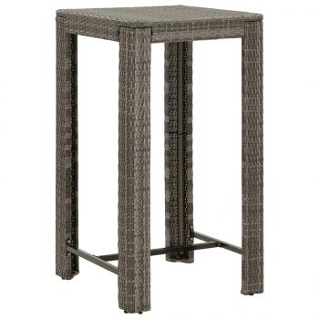 3-tlg. Gartenbar-Set mit Kissen Grau Poly Rattan