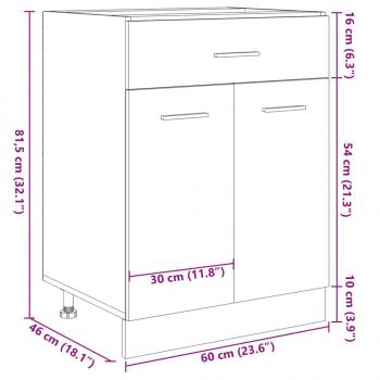 Schubunterschrank Sonoma-Eiche 60x46x81,5 cm Holzwerkstoff