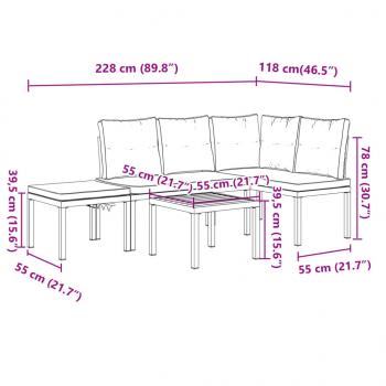 Gartenbank-Set 4-tlg. Schwarz Pulverbeschichteter Stahl