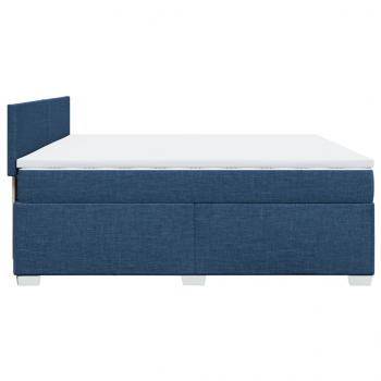 Boxspringbett mit Matratze Blau 200x200 cm Stoff