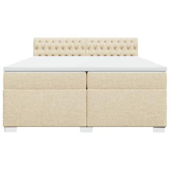 Boxspringbett mit Matratze Creme 200x200 cm Stoff