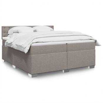 ARDEBO.de - Boxspringbett mit Matratze Taupe 200x200 cm Stoff