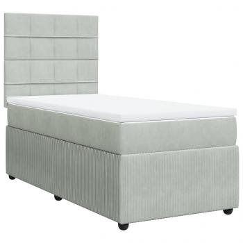 Boxspringbett mit Matratze Hellgrau 90x190 cm Samt