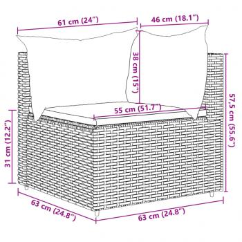 5-tlg. Garten-Lounge-Set mit Kissen Schwarz Poly Rattan