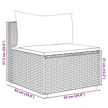 5-tlg. Garten-Lounge-Set mit Kissen Schwarz Poly Rattan