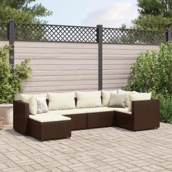 ARDEBO.de - 6-tlg. Garten-Lounge-Set mit Kissen Braun Poly Rattan