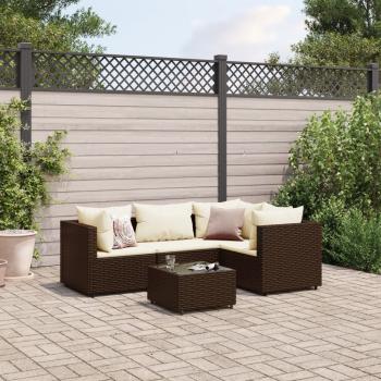 ARDEBO.de - 5-tlg. Garten-Lounge-Set mit Kissen Braun Poly Rattan