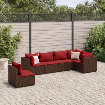 ARDEBO.de - 6-tlg. Garten-Lounge-Set mit Kissen Braun Poly Rattan