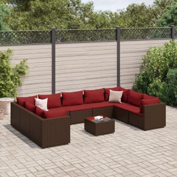 ARDEBO.de - 10-tlg. Garten-Lounge-Set mit Kissen Braun Poly Rattan