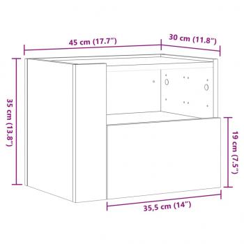 Wand-Nachttische 2 Stk. Grau Sonoma 45x30x35 cm