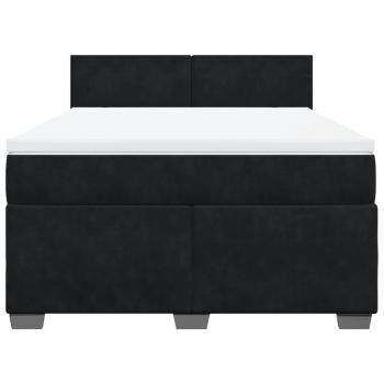 Boxspringbett mit Matratze Schwarz 140x190 cm Samt