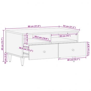 Couchtisch 80x54x40 cm Massivholz Mango