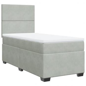 Boxspringbett mit Matratze Hellgrau 90x190 cm Samt