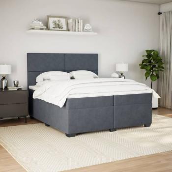 Boxspringbett mit Matratze Dunkelgrau 200x200 cm Samt