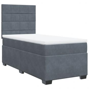 Boxspringbett mit Matratze Dunkelgrau 90x190 cm Samt