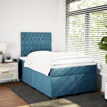 Boxspringbett mit Matratze Blau 120x190 cm Samt