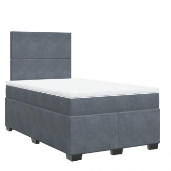 Boxspringbett mit Matratze Dunkelgrau 120x200 cm Samt