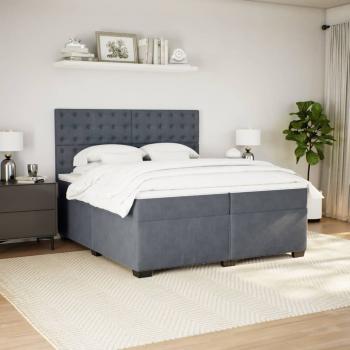 Boxspringbett mit Matratze Dunkelgrau 200x200 cm Samt