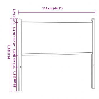 Kopfteil Räuchereiche 107 cm Holzwerkstoff und Stahl